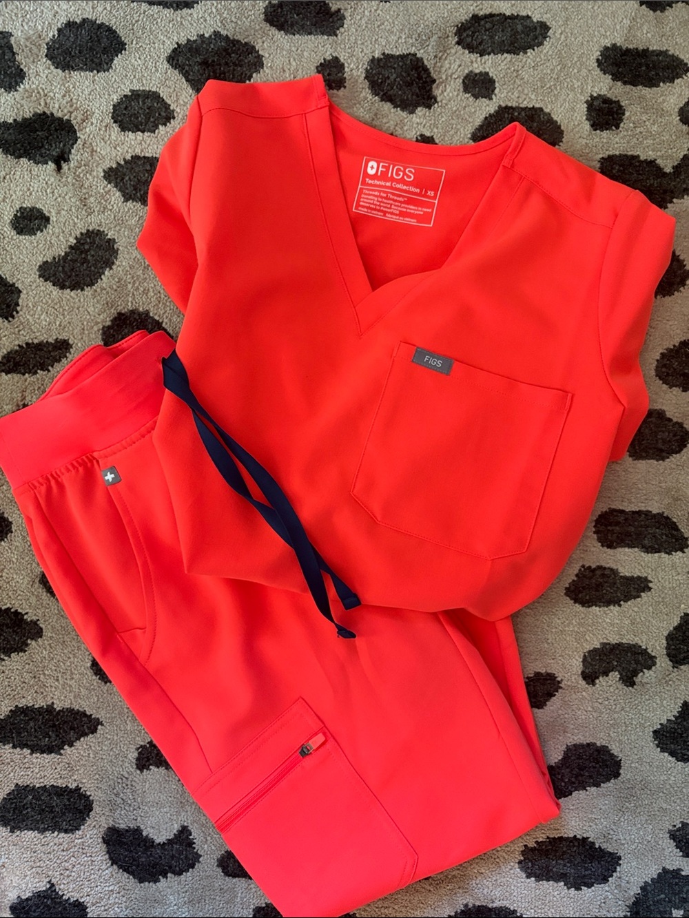 FIGS Women's Jogger Scrub Set - Vibrant Red Top & Pants